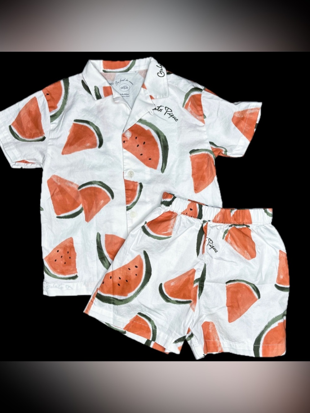 Gelato Pique Watermelon Outfit Shirt Shorts Boys Sz XS 100 110 CM Fits Size 4/5